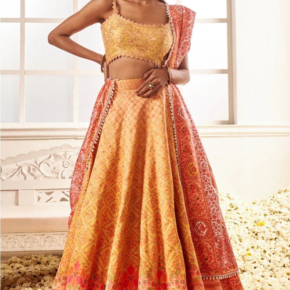 Elegant Orange and Pink Lehenga